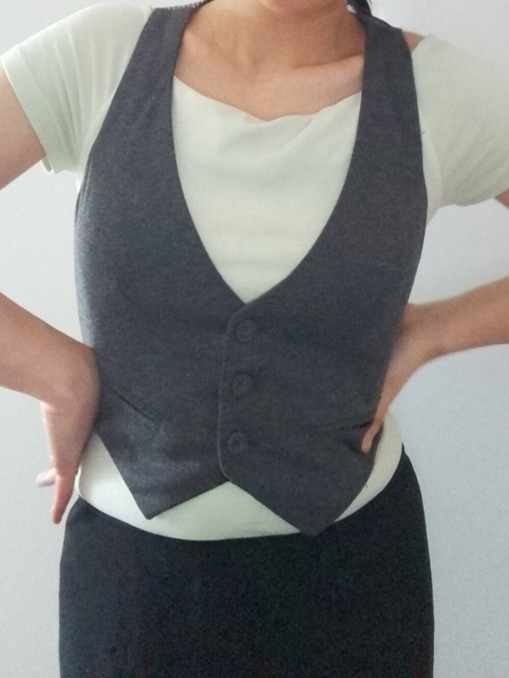 xxi Charcoal Heather Grey and Pinstripe Button up Vest